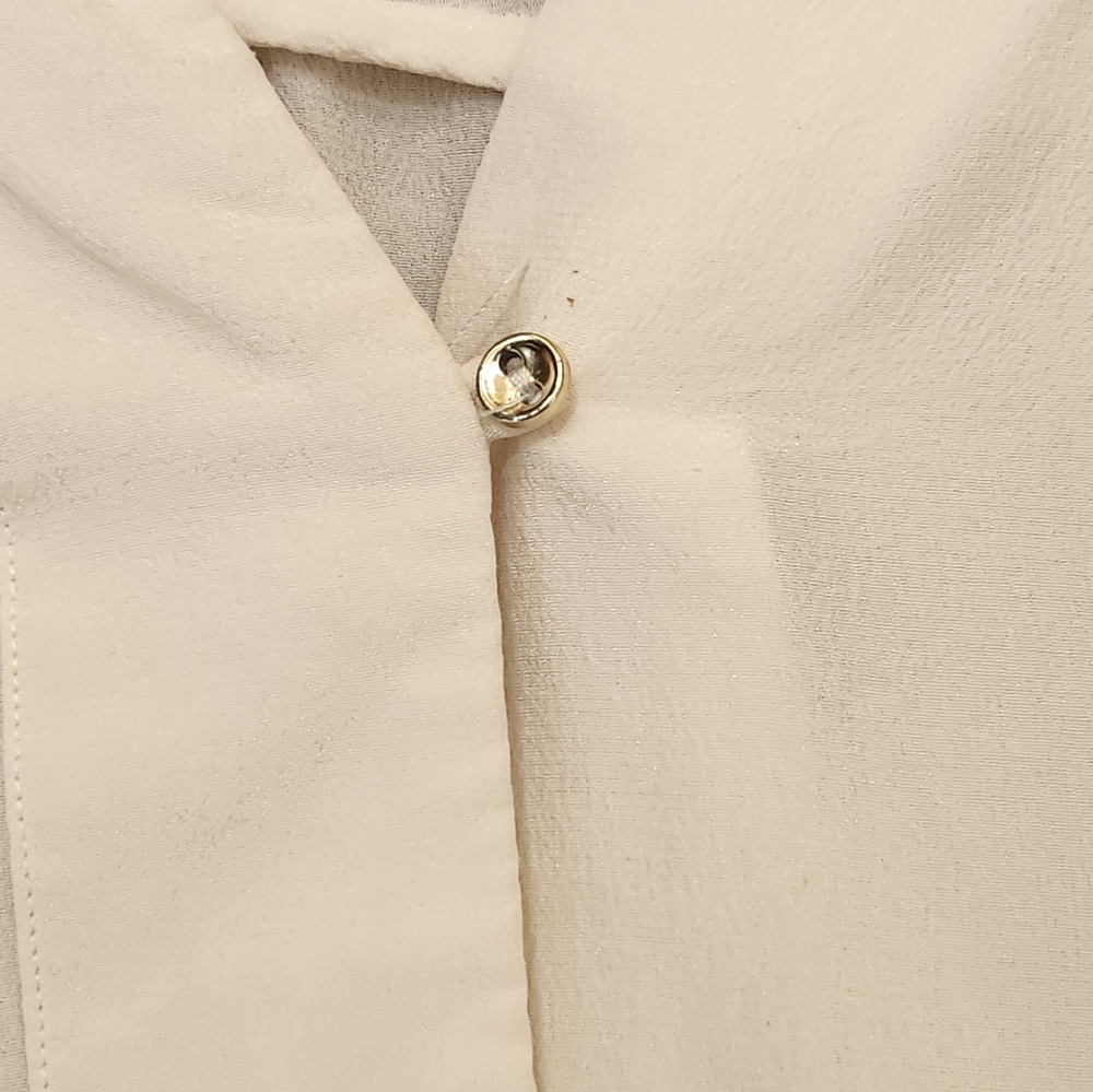 MASSIMO DUTTI Women's Blouse Small Cream 100% Mulberry Silk Quiet Luxury Top - Picture 5 of 13